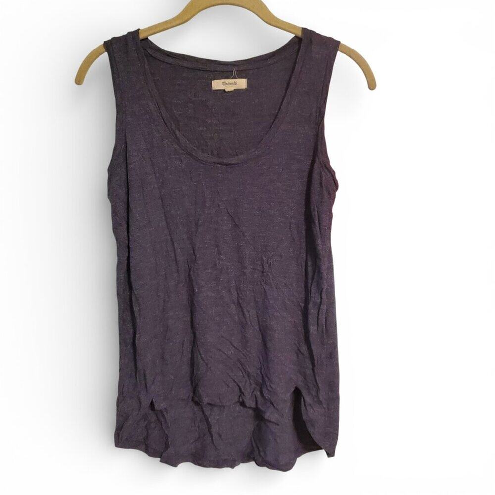 Madewell Navy Blue Sleeveless Scoop Neck High Low Cotton Tank Top Size XS